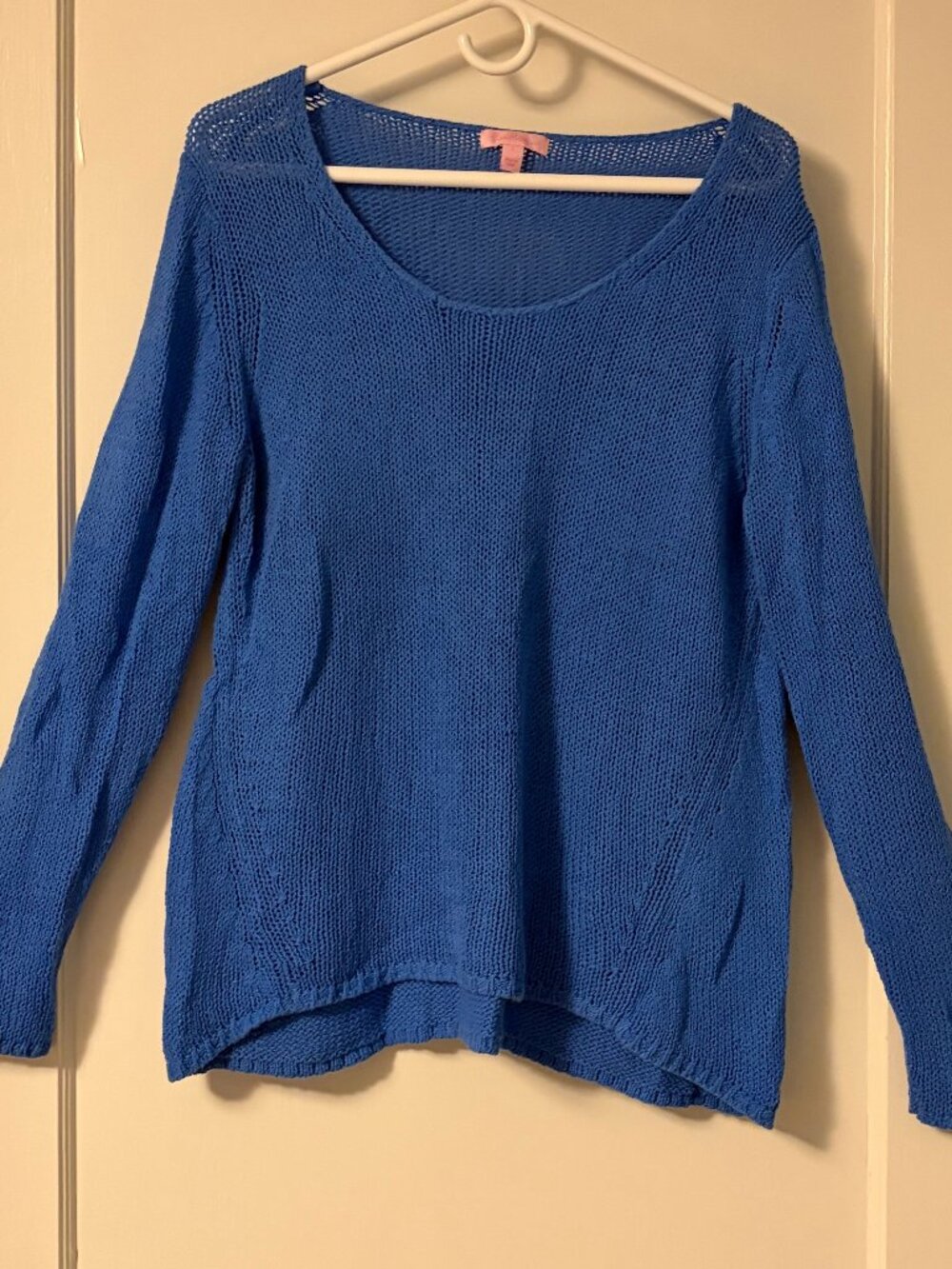 Lilly Pulitzer cornflower blue open knit lightweight sweater size large beachy
